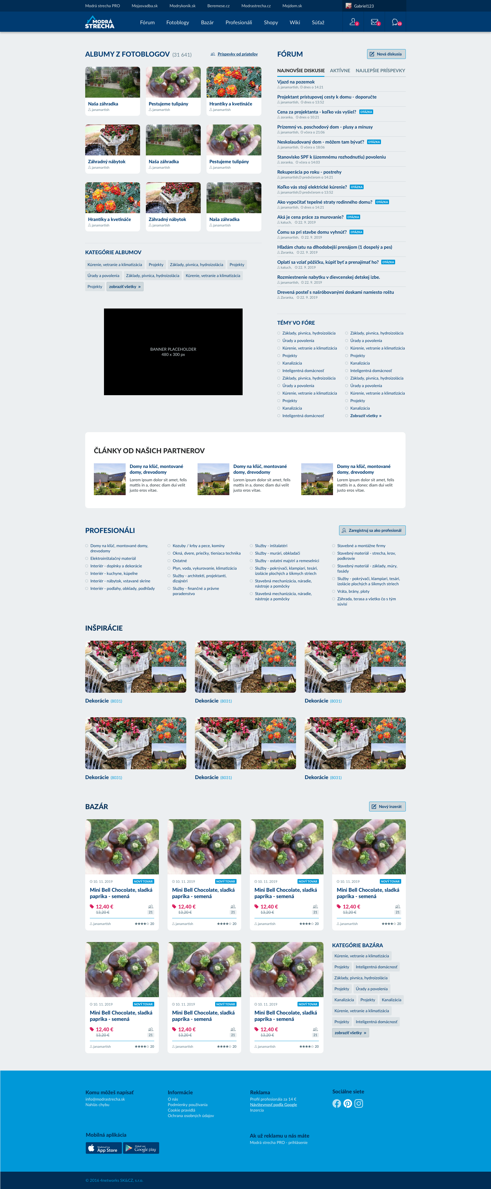 Modrastrecha.sk homepage